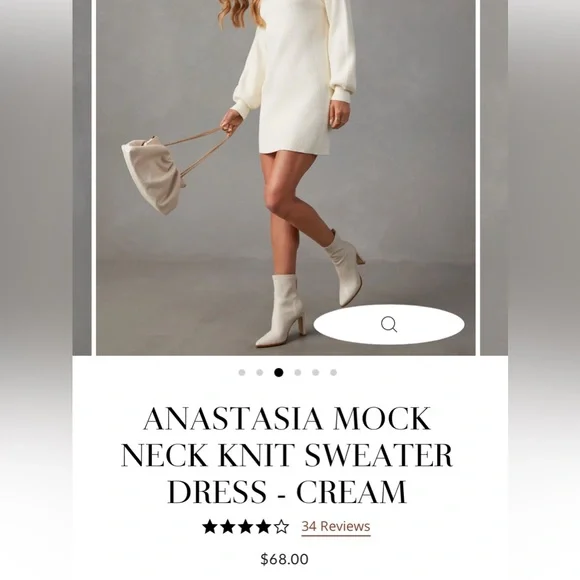 VICI Dolls Anastasia Mock Neck Knit Cream Sweater Dress Medium Last one!! - Picture 5 of 5